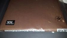 Solid brown cotton mix tablecloth 52" x 72" New