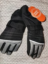 Wonder Nation Boys Ski Gloves Black Gray Waterproof Kids One Size NEW WITH TAGS