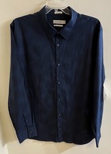 New Calvin Klein Men Black Blue Striped Slim-Fit Stretch Dress Shirt XXL NWT 58