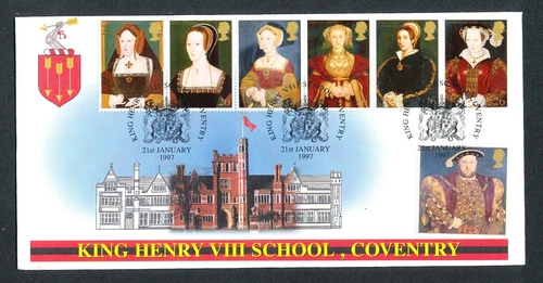 GB - FDC  1997 The Great Tudor - Henry V111 - SCHOOL COVENTRY rARE OFFICAL.
