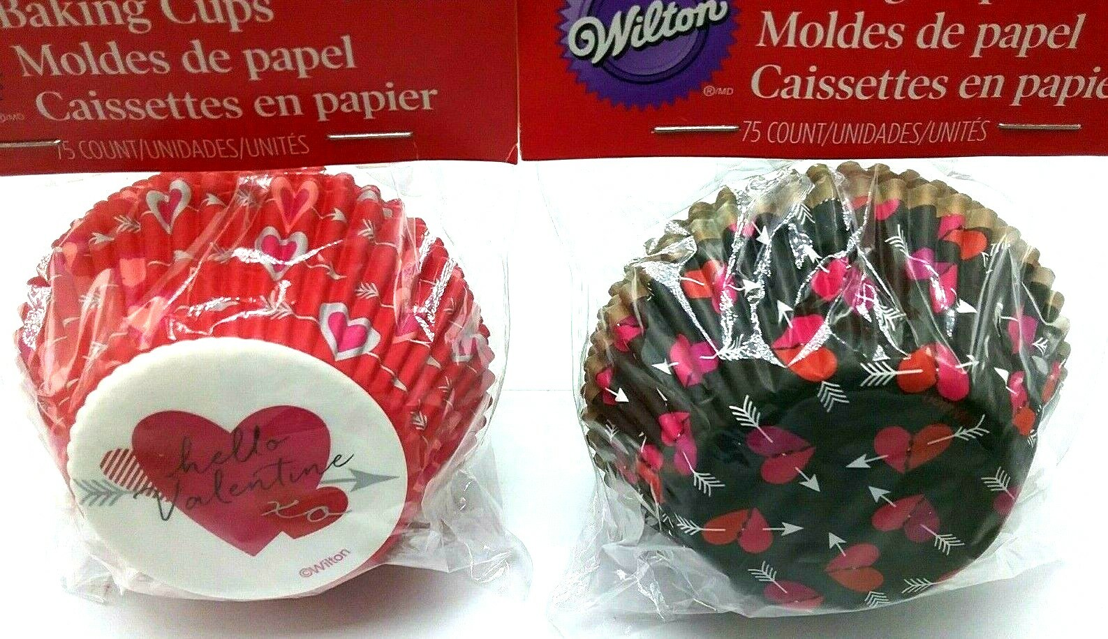 Wilton 2 Pack x 75 ct (150) Valentine Party Heartily Standard Cupcake Baking Cup Falak Tayyeb