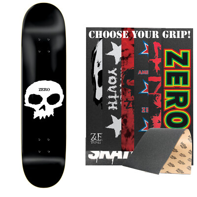 ZERO Skateboard Deck SINGLE SKULL 8.25 with MOB Griptape