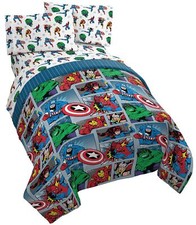 Jay Franco Marvel Avengers Fighting Team 5 Piece Full Bed Set - Includes Reve...
