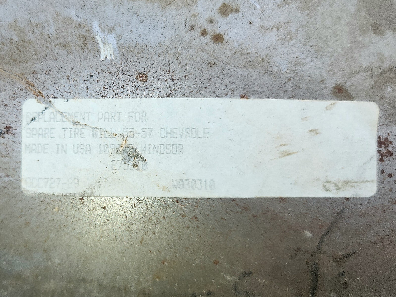 19551957 Chevrolet Chevy Spare Tire Wheel Well Replacement Panel 727