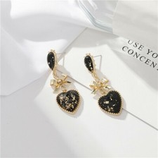 Vintage Acrylic Resin love heart shaped Drop Dangle Earrings
