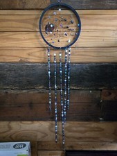 Beaded Dream Catcher Handmade Blue And Purple Large