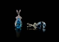 14k White Gold Pear CZ Birthstone Pendant