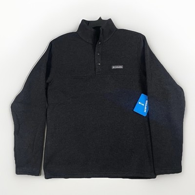 Columbia Men s Small Black Alto Pass Half Snap Mock Neck Fleece Sweater NWT