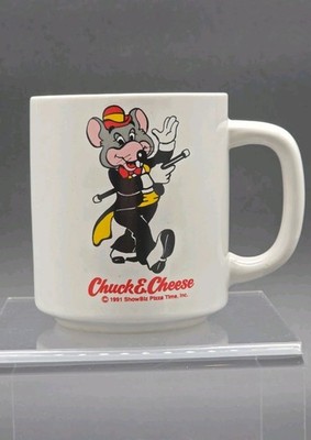 Chuck E Cheese 1991 Show Biz Pizza Time 2-side 11 oz mug