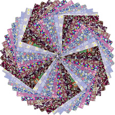 50pcs 10 x 10 inches Multicolor Cotton Fabric Bundle Squares for Quilting Sewing