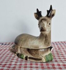 Moule zoomorphe cerf ou chevreuil Caugant faïence polychrome ancien pour terrine