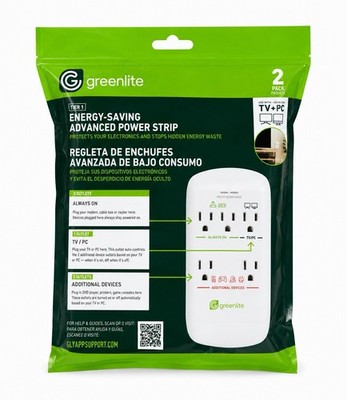 QTY-18- 2Pack Greenlite 5 Outlet Tier 1 Advanced Power Strip Wall Mount