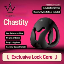 Male Chastity Cage Device Lock Anti-shedding Strap Adjustable with 3 Rings