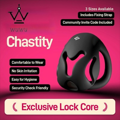 Male Chastity Cage Device Lock Anti-shedding Strap Adjustable with 3 Rings