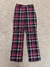 Vintage Y2K Lip Service Pink Plaid Bondage Pants, Women  s Size 3