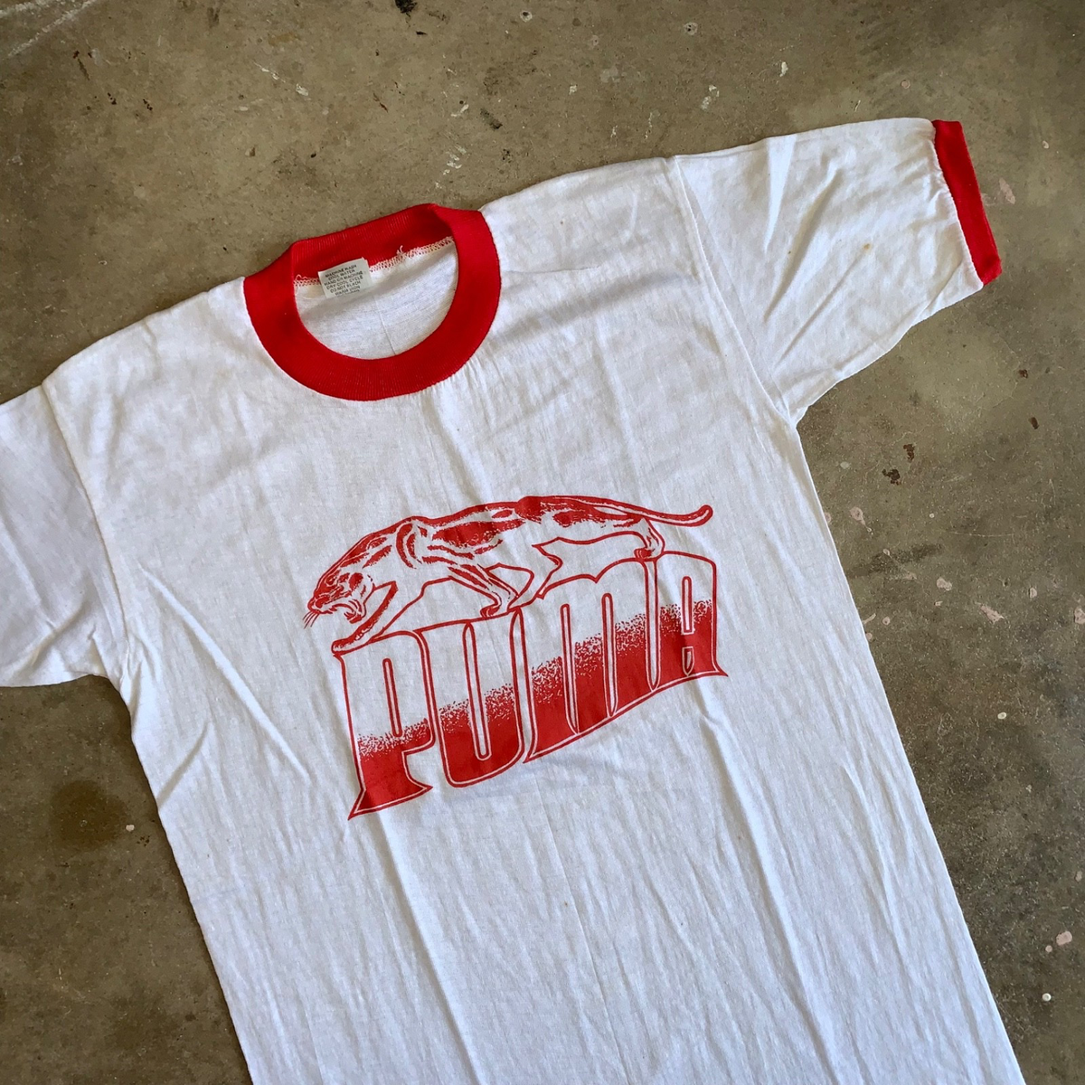70s DEADSTOCK VINTAGE PUMA SNEAKER BRAND RINGER TEE T-SHIRT MEN SZ