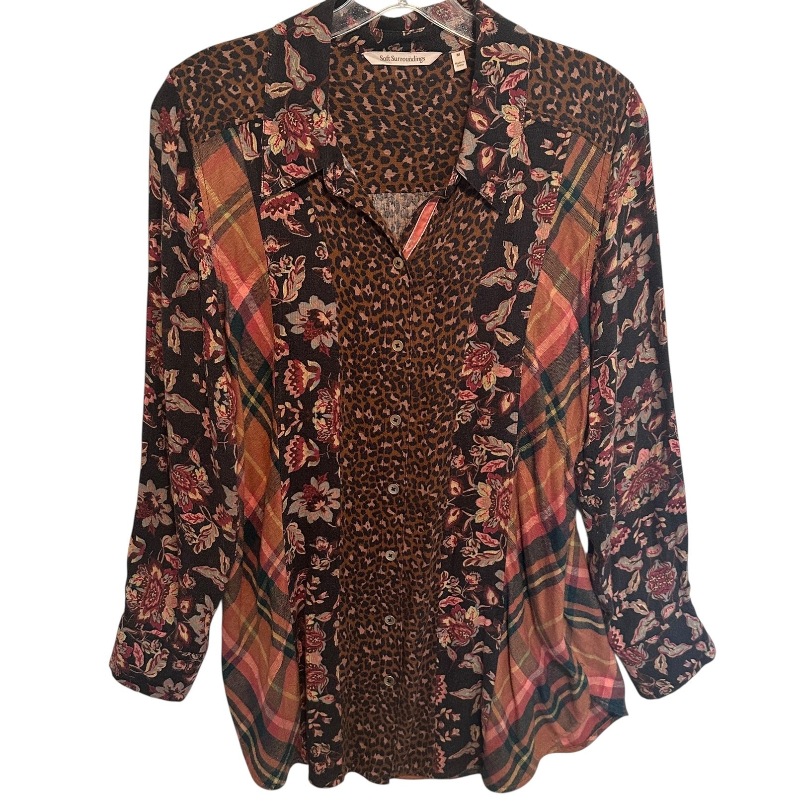 Soft Surroundings Icon Patchwork Button Top Women… - image 1