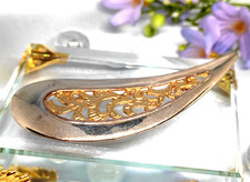 Brosche PB PIERRE BALMAIN Paisley Bicolor 70er Jahre Paris Vintage