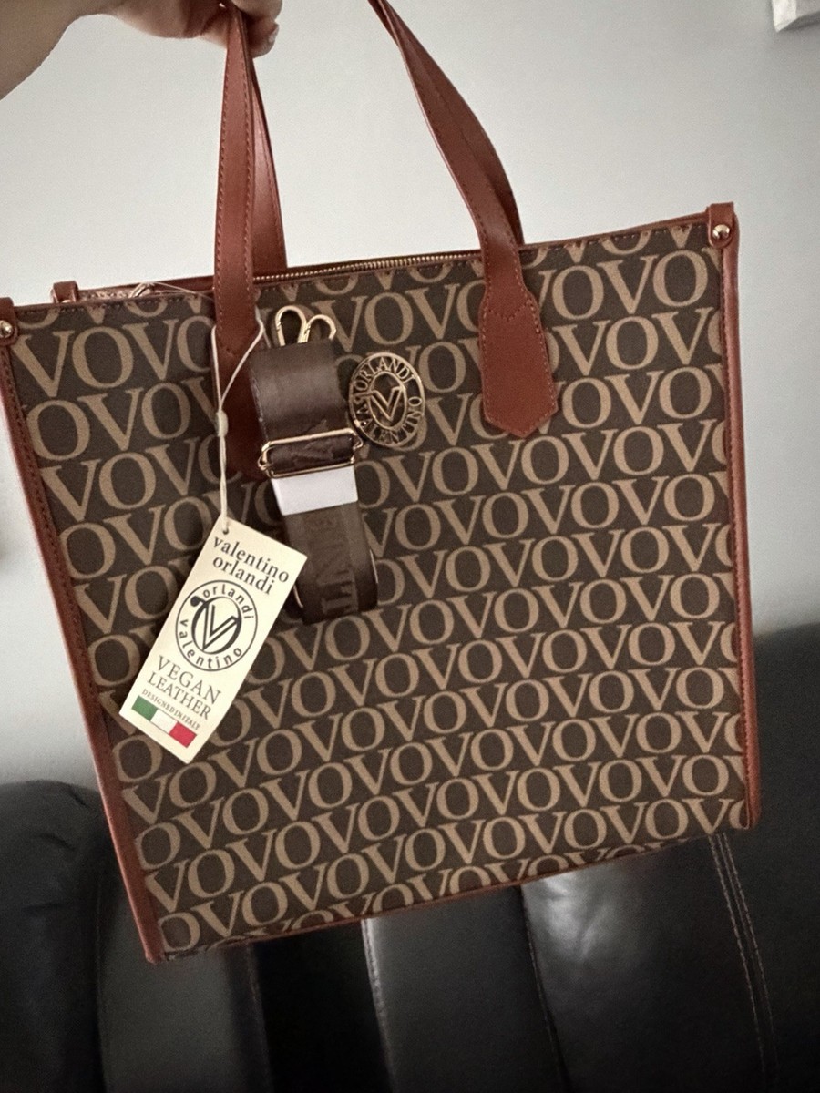 Valentino Orlandi Brown Logo Tote Bag with Detachable Strap Retail