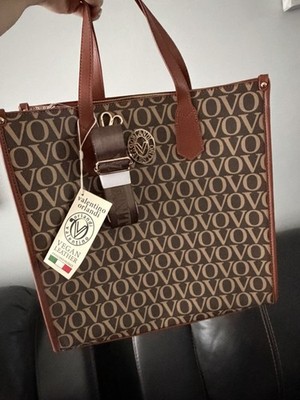 Valentino Orlandi Brown Logo Tote Bag with Detachable Strap Retail