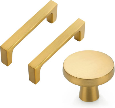 25 Pack Knobs & 20 Pack Brass Handles for Kitchen Cabinets