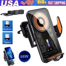 66W Fast Wireless Car Charger Automatic Clamping Mount Air Vent Phone Holder US