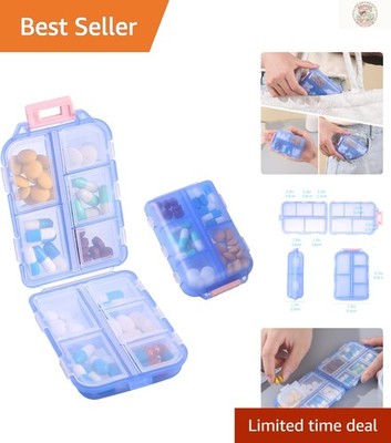 On-the-Go Medication Storage: Compact 10-Compartment Pill Organizer in Blue