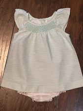 Janie and Jack Infant Girl's Smocked Dress Mint Green One Piece 3-6 month Spring