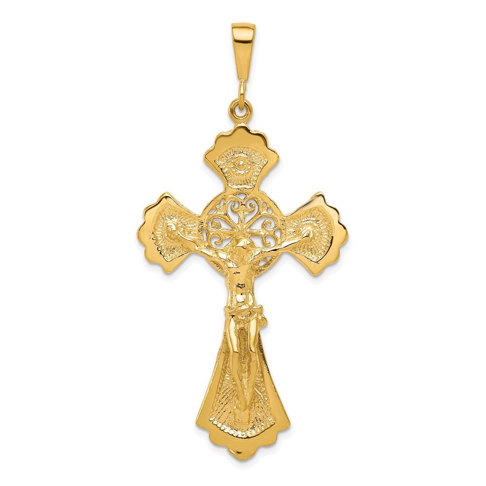 10K Yellow Gold Crucifix Charm Pendant L-55 mm, W-28 mm 5.01gm