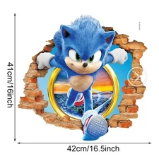 Sonic The Movie 3D Smashed Wall Sticker Decal Decor Art Mural FS