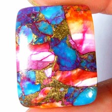 26.30Cts Spiny Oyster Copper Turquoise Cushion Cabochon 19x24x5mm Loose Gemstone