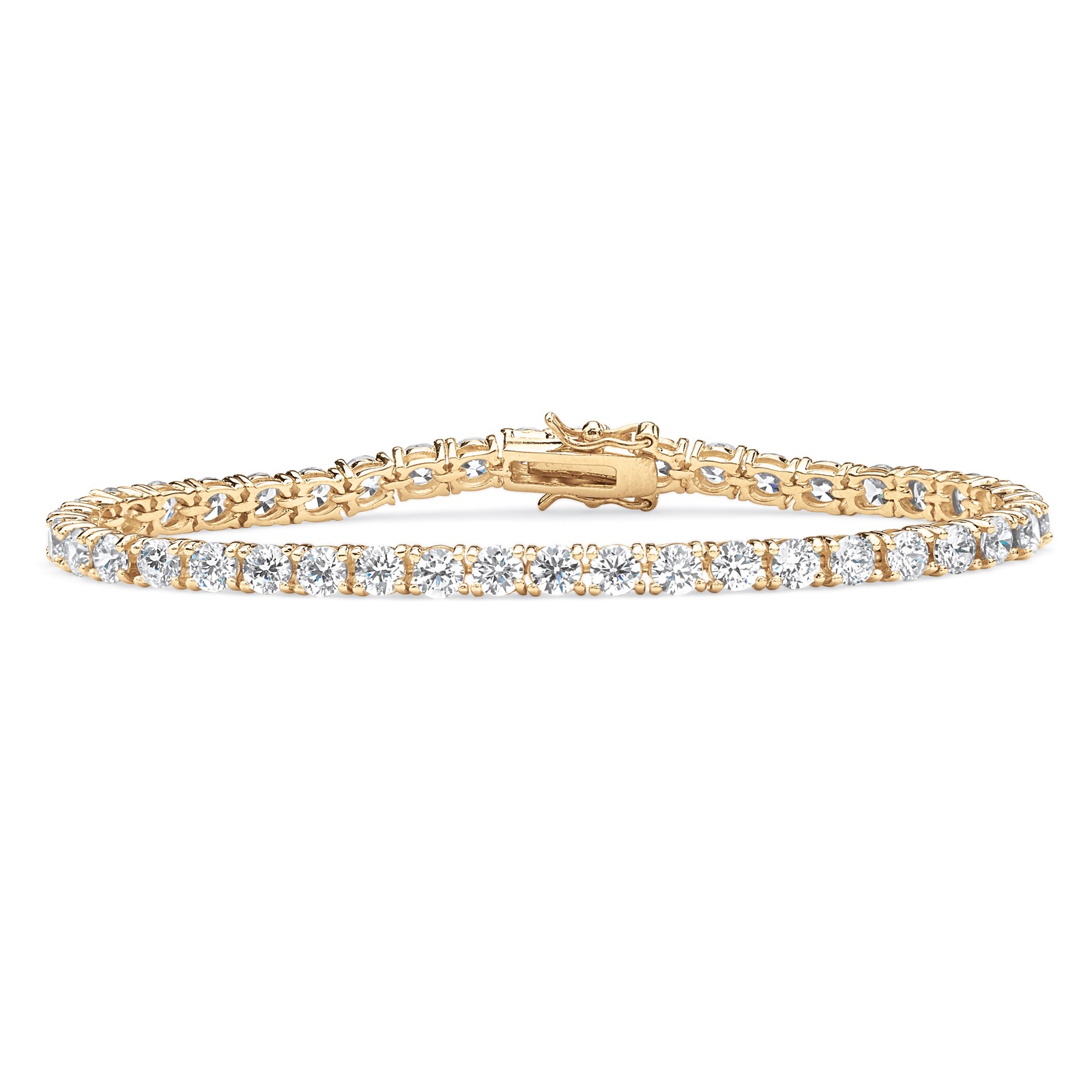"10.75 TCW Round Cubic Zirconia Yellow Gold-Plated Tennis Bracelet 7.5\""