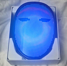 LED App-Controlled Full Face Mask, Black One Size Plastic Halloween