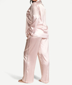 VICTORIA'S SECRET Pajama Women XL 2 Piece Glazed Satin Long Pajama Set Pink