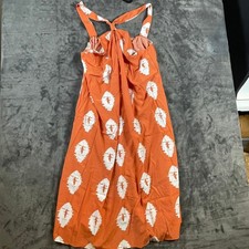Orange White Tie Dye Diamond Print Tie Back Halter Midi Dress 4XL