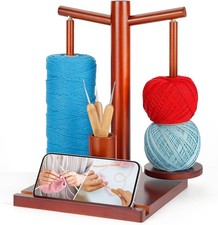 Wooden Yarn Holder for Crocheting and Knitting, Upgraded Magnetic Rotating Ya...