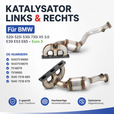 NEU Katalysator KAT BMW 5er E39 E65 E53 520i 525i 530i 730i X5 3.0 Euro 3