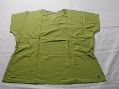 Butter Soft Women's Plus 2 Pocket Raglan Mock Wrap Scrub Top MS7 Green Size 3X