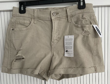 NWT Old Navy Mid Rise Khaki Distressed Cuffed 3" Boyfriend Denim Shorts 6