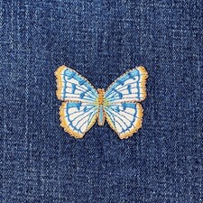 Blue Butterfly Applique Patch - Embroidered Insect Badge 2" Iron On 