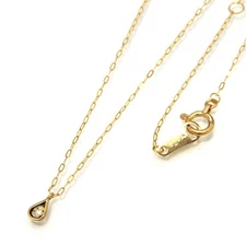 Excellent Condition Agete Necklace K10YG Simple Line Diamond 0.07ct Yellow Gold