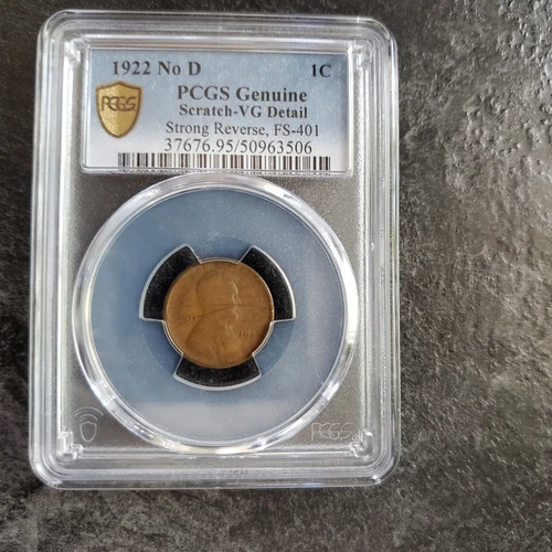 1922 1c FS-401  No D Lincoln Cent PCGS VG  Details Scratched  #506