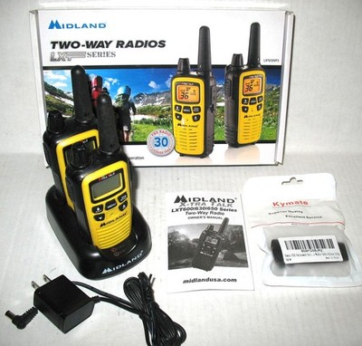 Two 2 way Radios Midland Xtra Talk LXT630PA  Complete w/Charger Base Working