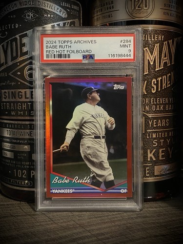 George Herman Babe Ruth PSA 9 BOOKEND 01/50 2024 Topps Archives Red Hot Foil