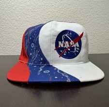 NASA Hat Cap Snap Back One Size Red White Blue Kennedy Space Center Patch