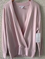 Athleta Purana V-Neck Wrap Sweatshirt Cardigan Pink Modal Relaxed M NWT