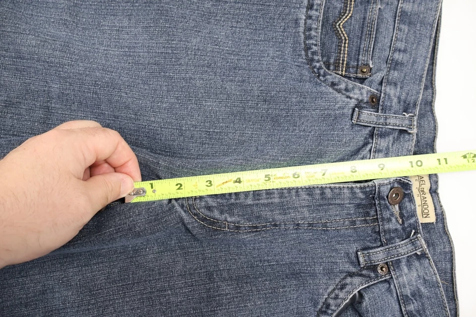 Pantalones de mezclilla clásicos de pierna recta azul 32x30 de Michael Brandon para hombre Foto 3 de 4