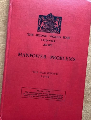 MANPOWER PROBLEMS. Original War Office WW2 British Military History Book, 1949