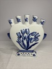 Delftware Delft Blue Tulip 5-Finger Fan Bud Vase Holland