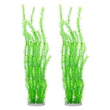 2-Pack Tall Aquarium Plants, Plastic Fish Tank Plants Style 4, Green